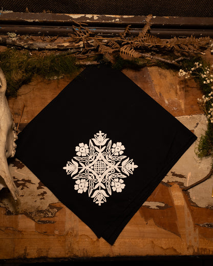 Folk Flowers Bandana in Pitch Black