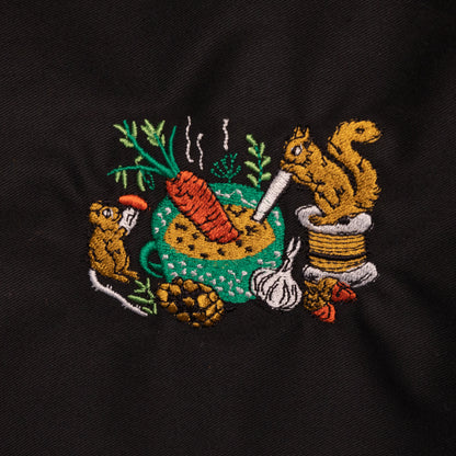 Soup Critters Black Embroidered Apron
