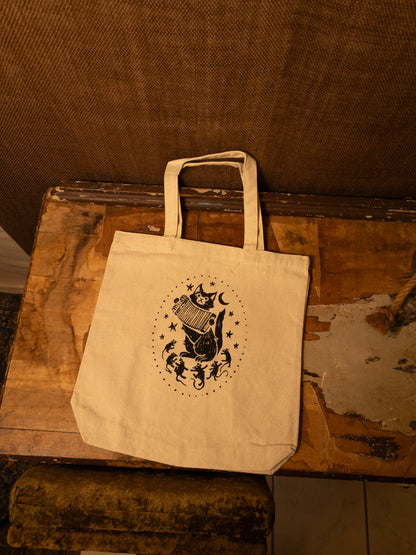 Accordion Cat Canvas Tote in Natural