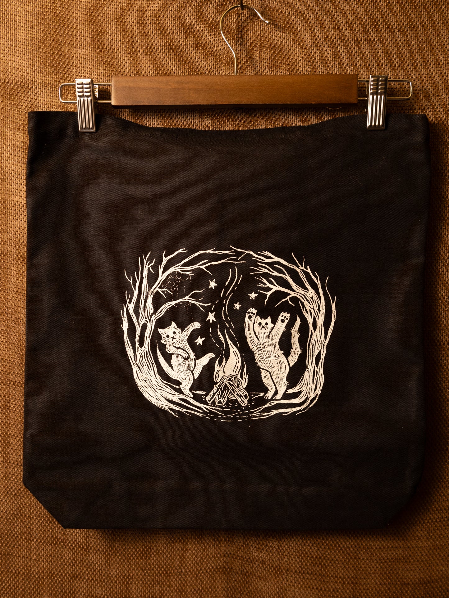 Midnight Cats Canvas Tote in Pitch Black