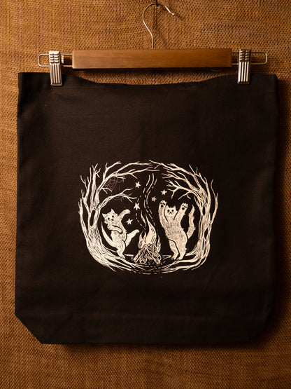 Midnight Cats Canvas Tote in Pitch Black