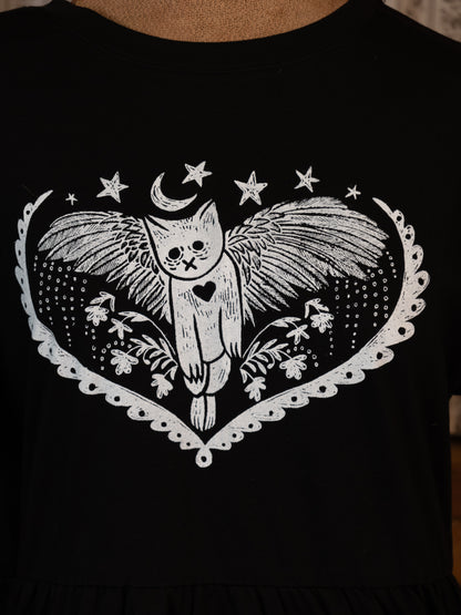 Winged Cat JJV Dress in Pitch Black