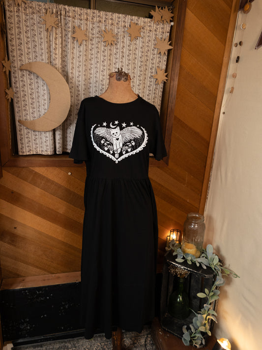 Winged Cat JJV Dress in Pitch Black