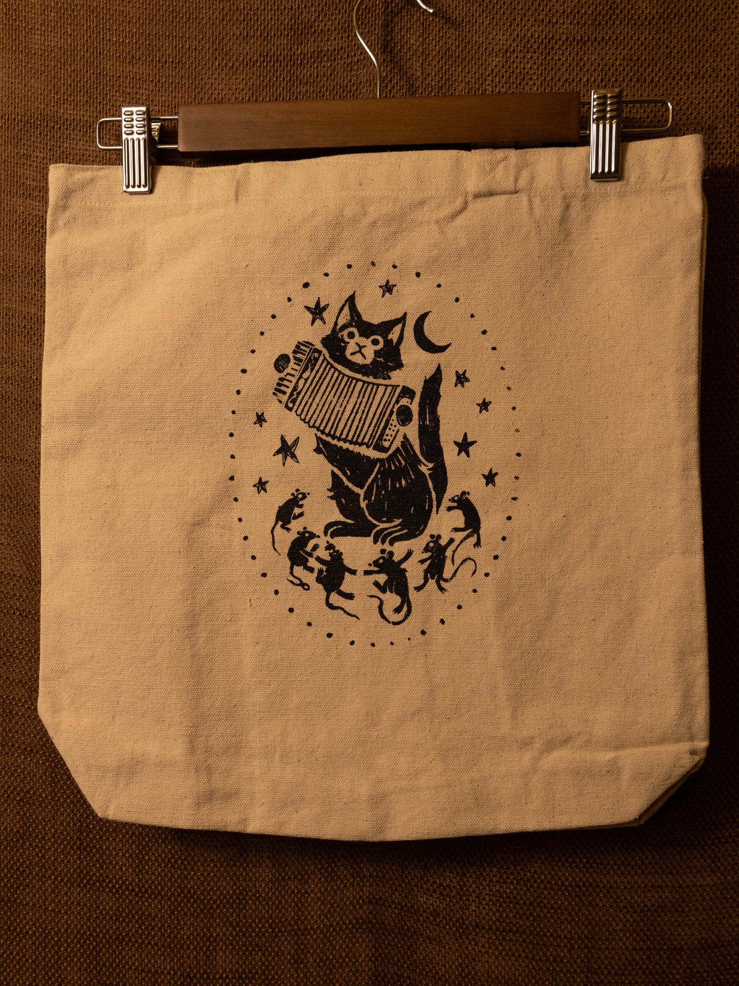 Accordion Cat Canvas Tote in Natural