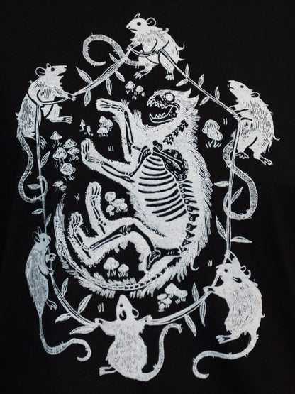 Rats & Cats Bones T-Shirt in Pitch Black